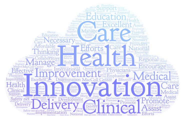 Word cloud highlighting health care innovation