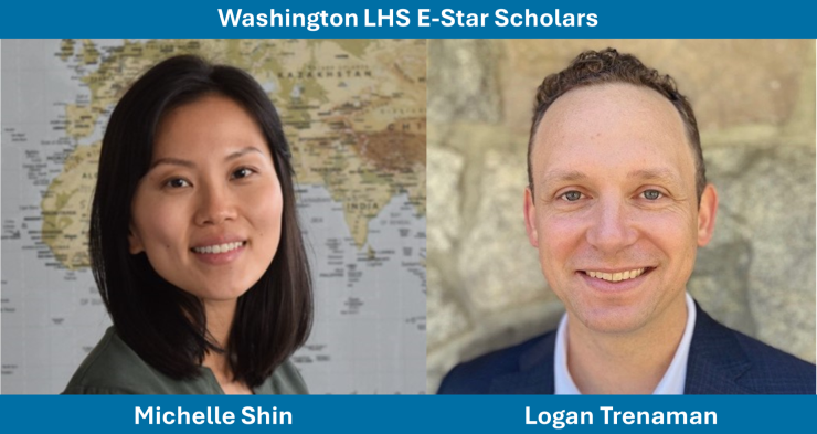 Profile photos of cohort 1 scholars Michelle Shin and Logan Trenaman 